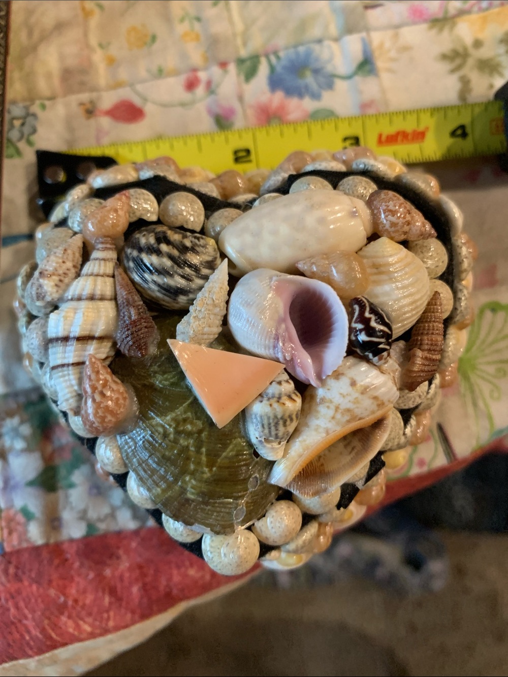 Vintage heart shape, shell, trinket box.